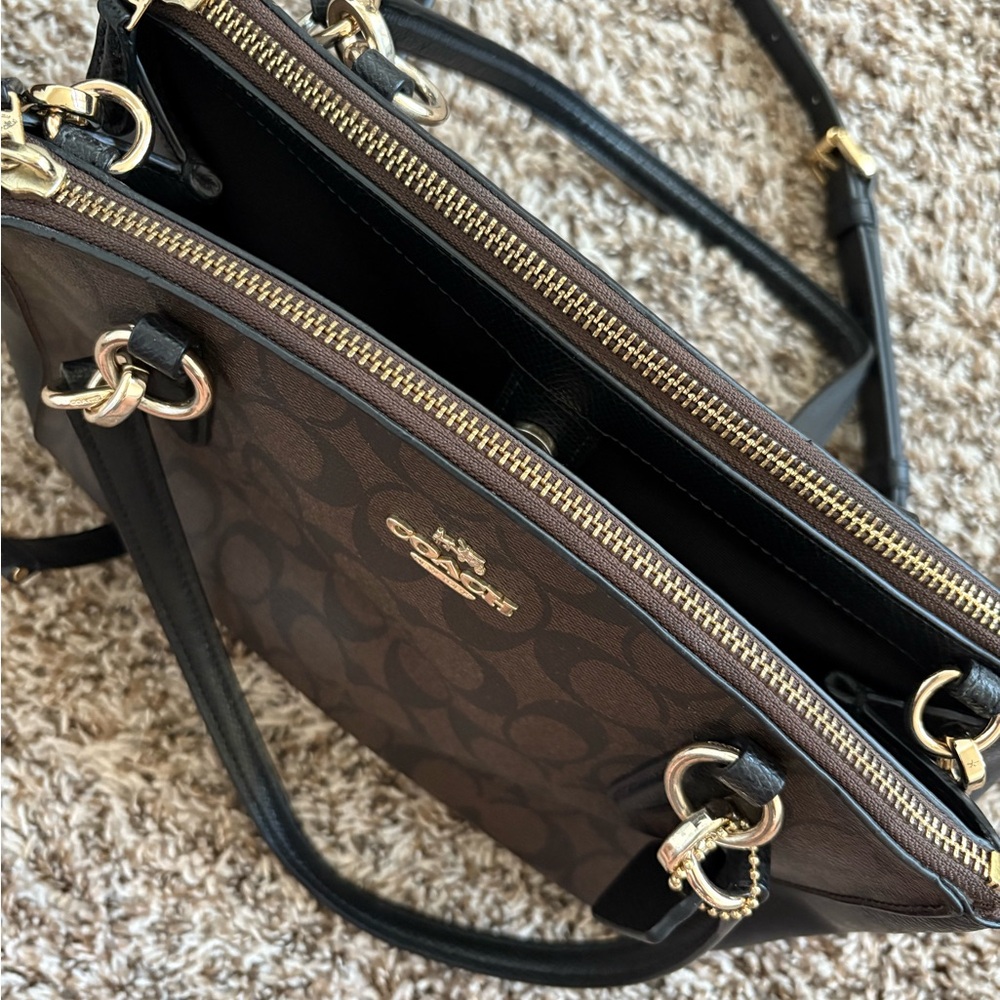 Coach Brown and Black Signature Satchel - Picture 2 of 5